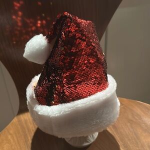 Child’s RED sequin Santa hat nwot